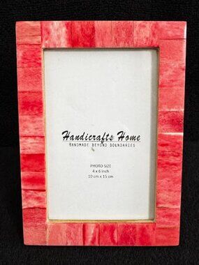 Handicrafts Home Pink Red Mosaic 4x6 Photo Frame Handmade Bone Inlay